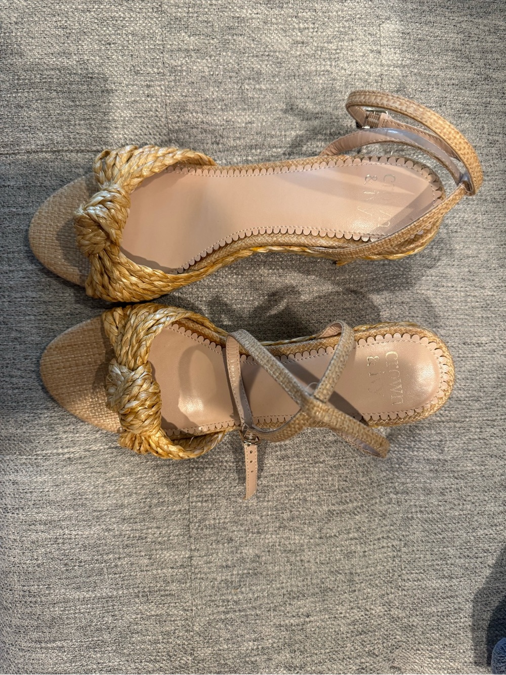 crown & ivy Braided Knot Ankle-Strap Sandals in Tan